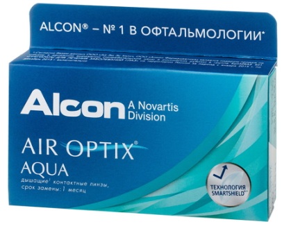 Alcon Air Optix Aqua 30тидневные контактные линзы D 14.2/R 8.6/ -1.50 N 3