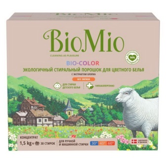 BioMio эко стиральный порошок для цветного белья с экстрактом хлопка 1,5 кг