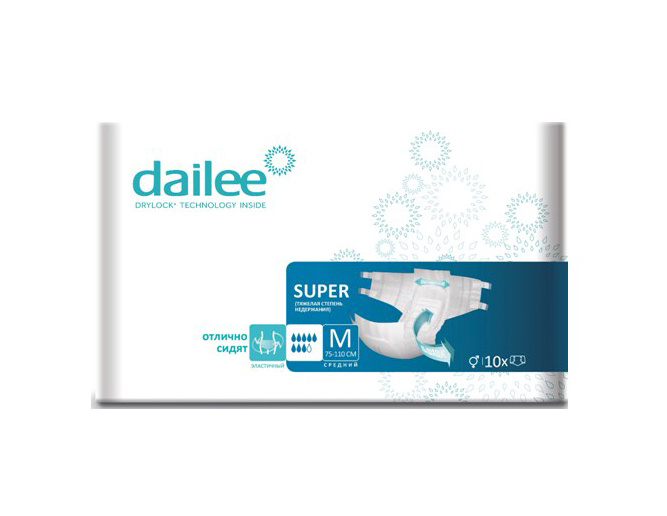 Dailee super подгузники для взрослых рМ (75-110см) N10