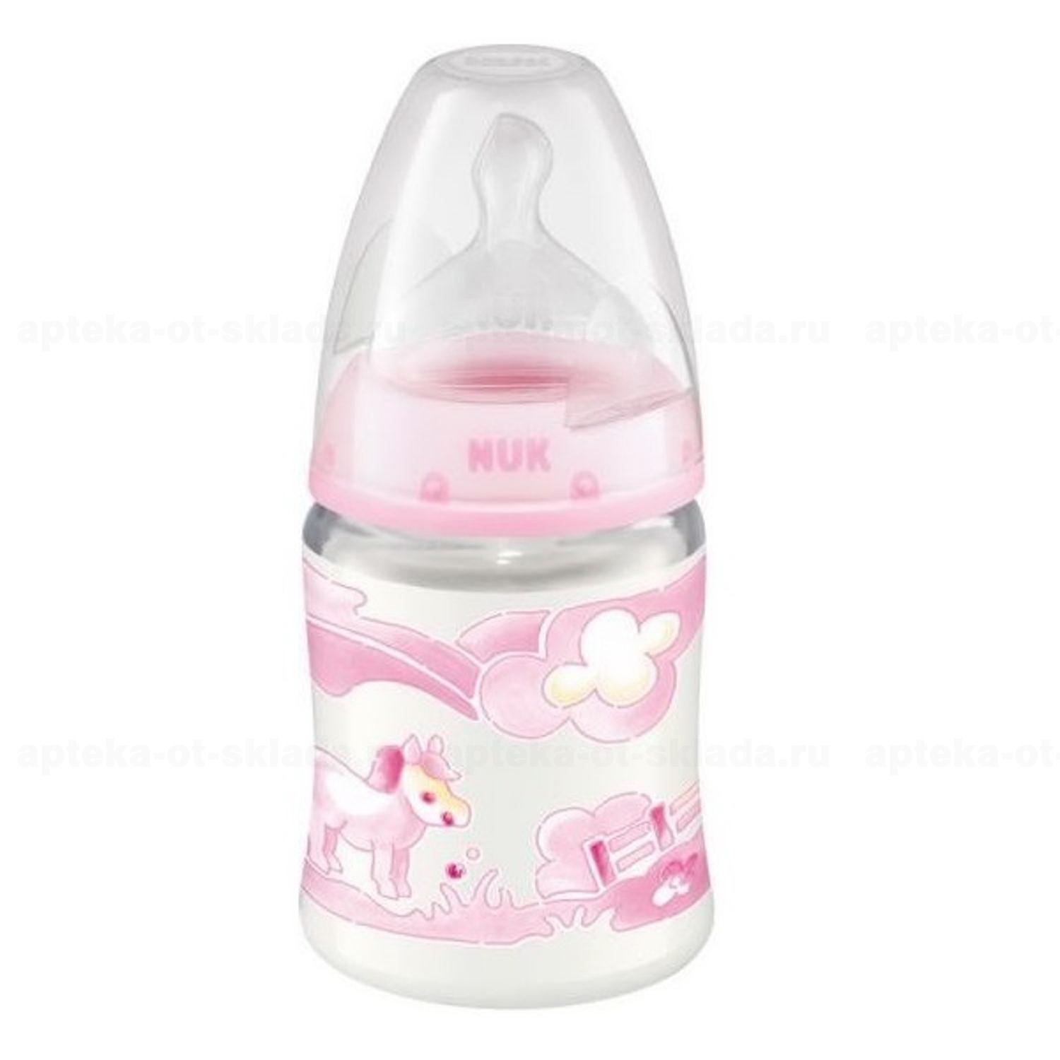 Nuk Baby Rose first choice бутылочка пластиковая 0-6мес с соской силиконовой 150мл