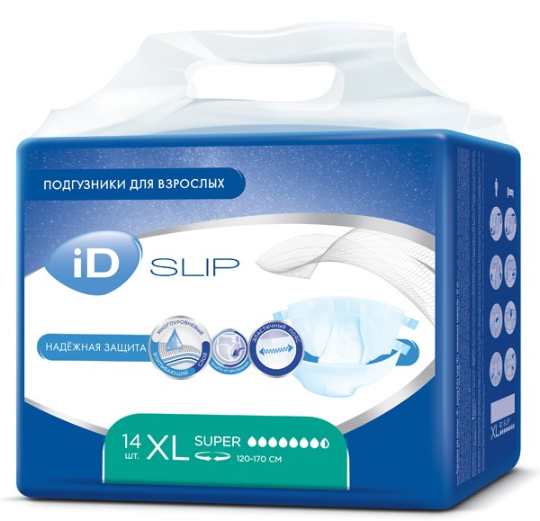 ID Slip подгузники для взрослых для тяжелого недержания Super размер XL 120-170см N 14
