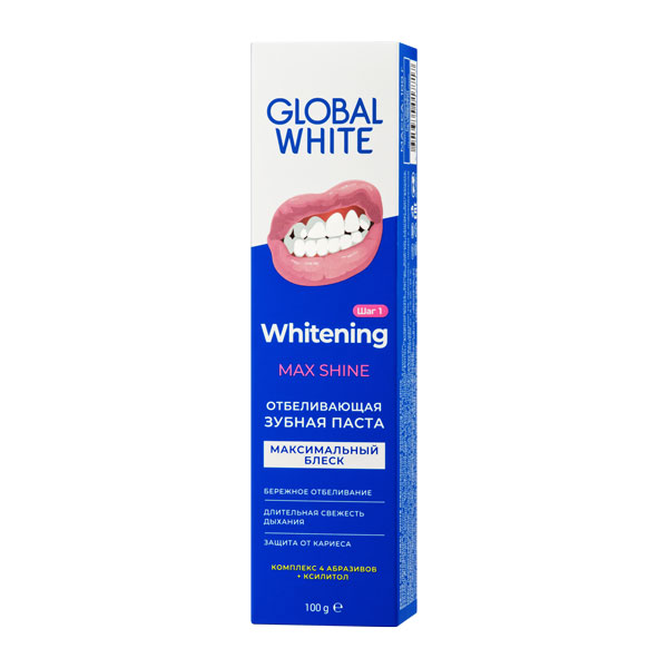 Global White зубная паста максимальный блеск отбеливающая арктическая мята 100мл